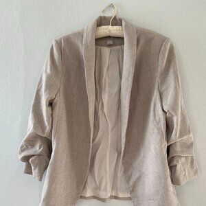 H&M | Ruched Sleeve Blazer (Tan)